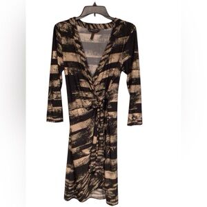 BCBGMaxAzria Black and Gold Striped Dress